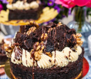 caramel-brownietaart vegan